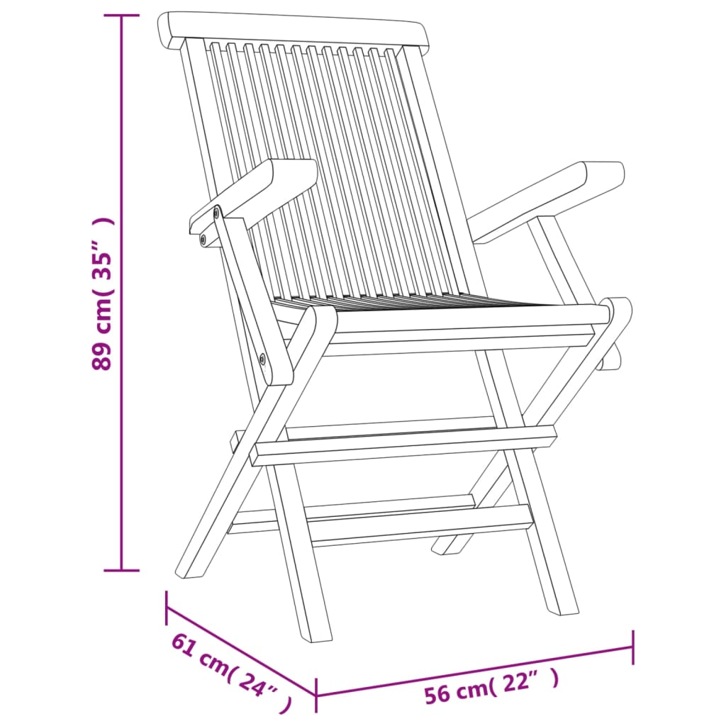 Cadeiras de jardim dobráveis 2 pcs 56x61x89cm teca maciça cinza