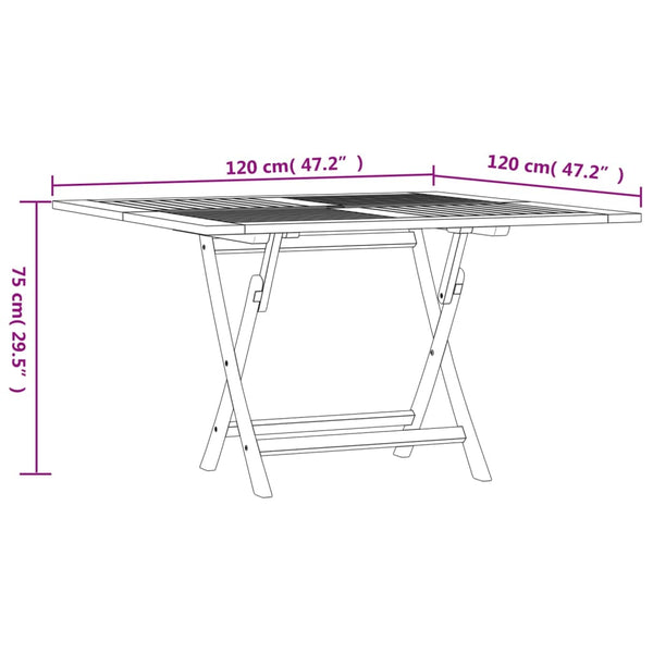 Mesa de jardim dobrável 110x110x75 cm madeira de teca maciça