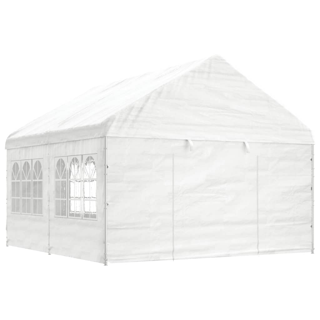 Gazebo com telhado 4,46x4,08x3,22 m polietileno branco