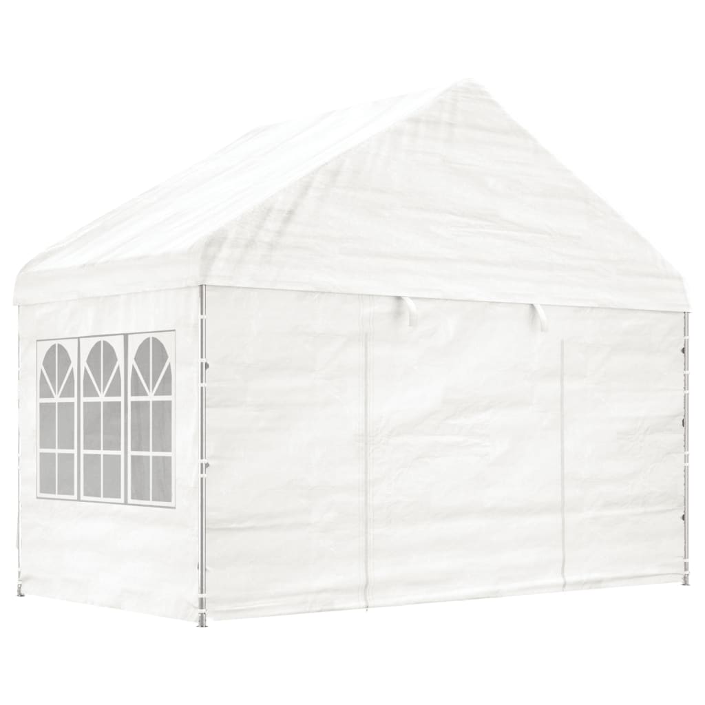 Gazebo com telhado 4,46x4,08x3,22 m polietileno branco