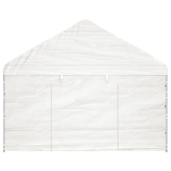 Gazebo com telhado 4,46x4,08x3,22 m polietileno branco