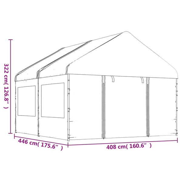 Gazebo com telhado 4,46x4,08x3,22 m polietileno branco