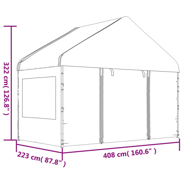 Gazebo com telhado 4,46x4,08x3,22 m polietileno branco