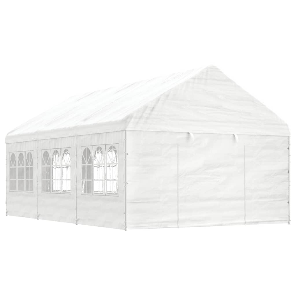 Gazebo com telhado 6,69x4,08x3,22 m polietileno branco