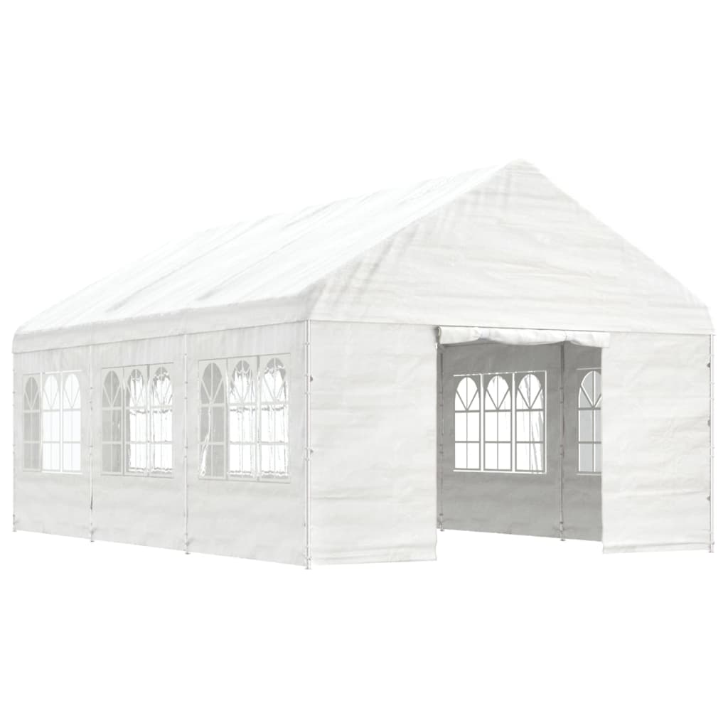 Gazebo com telhado 6,69x4,08x3,22 m polietileno branco