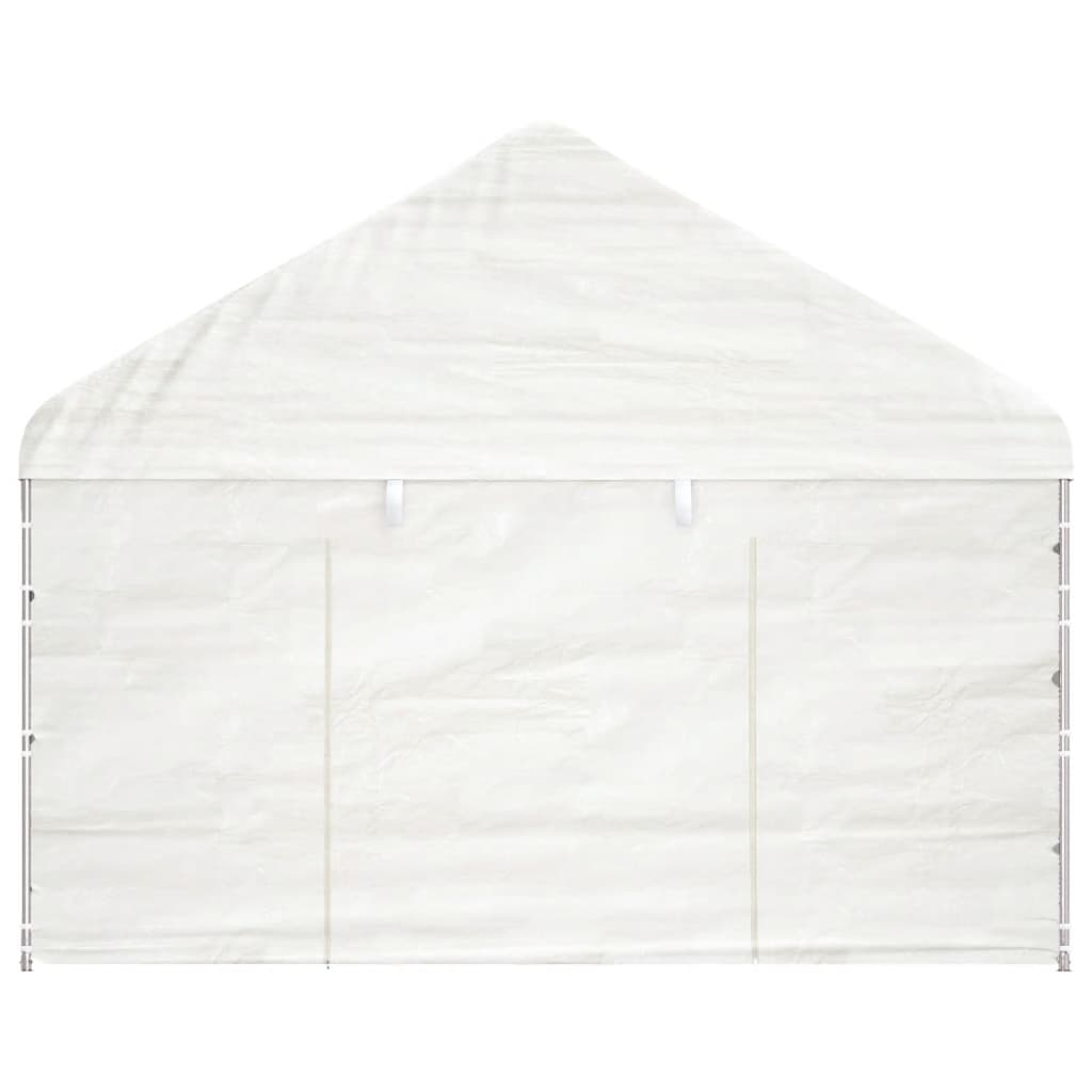 Gazebo com telhado 6,69x4,08x3,22 m polietileno branco