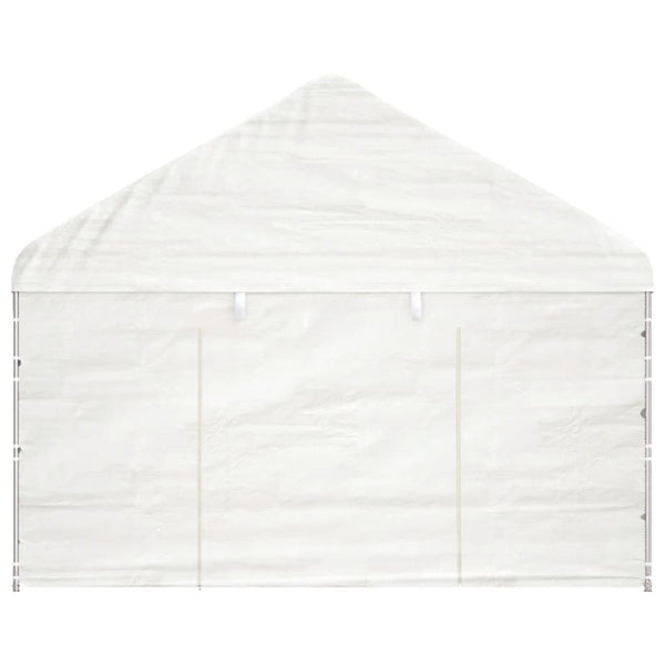Gazebo com telhado 6,69x4,08x3,22 m polietileno branco