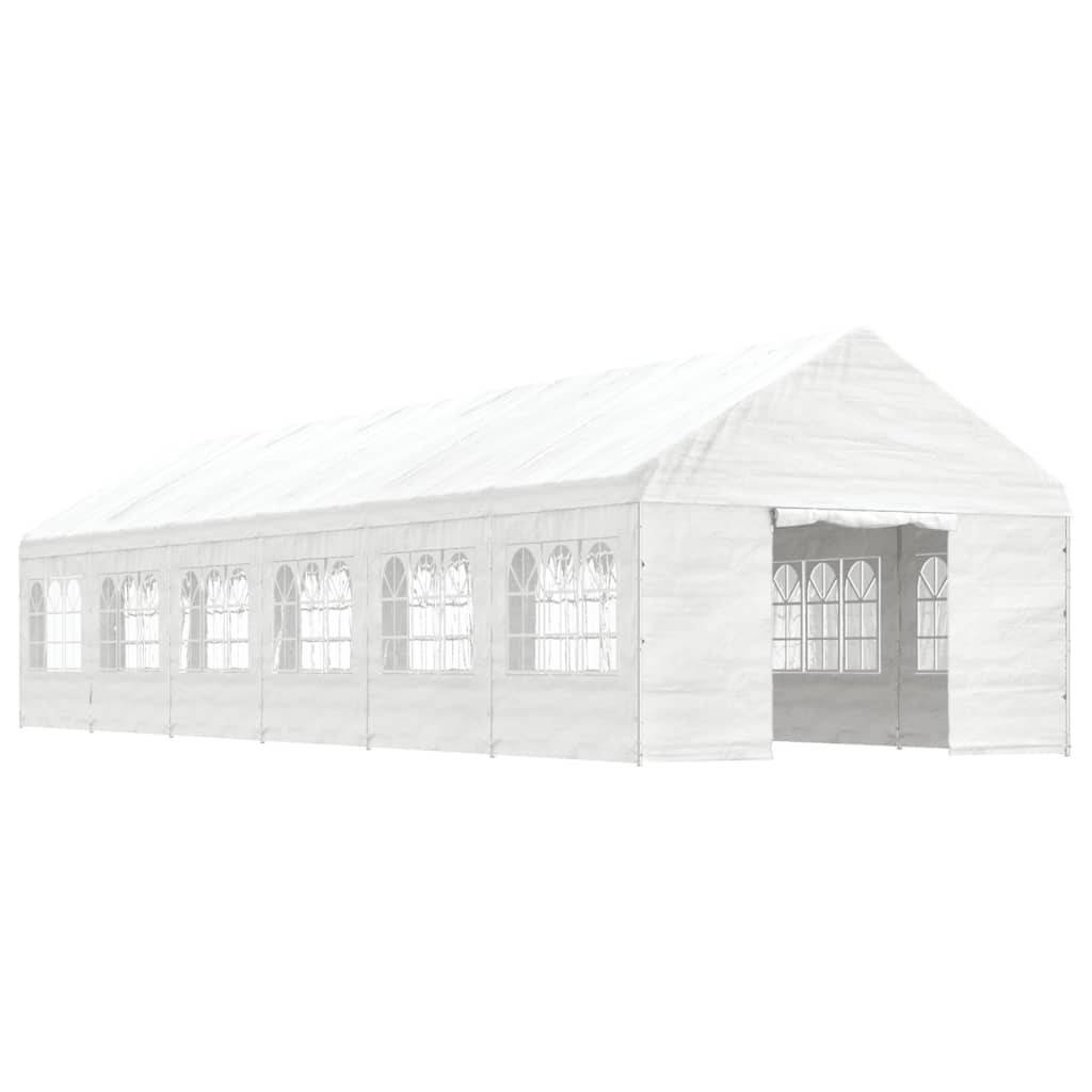 Gazebo com telhado 13,38x4,08x3,22 m polietileno branco