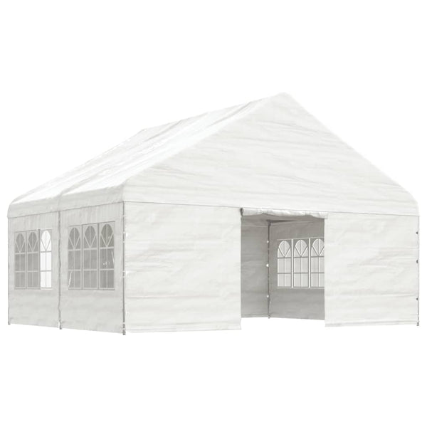 Gazebo com telhado 4,46x5,88x3,75 m polietileno branco