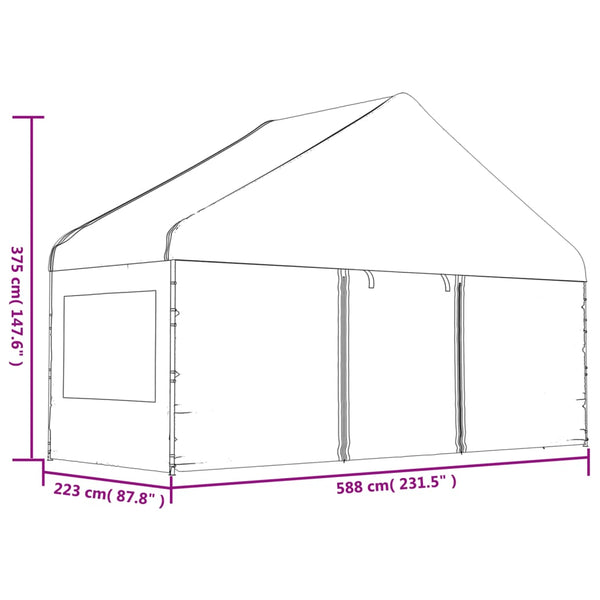 Gazebo com telhado 4,46x5,88x3,75 m polietileno branco