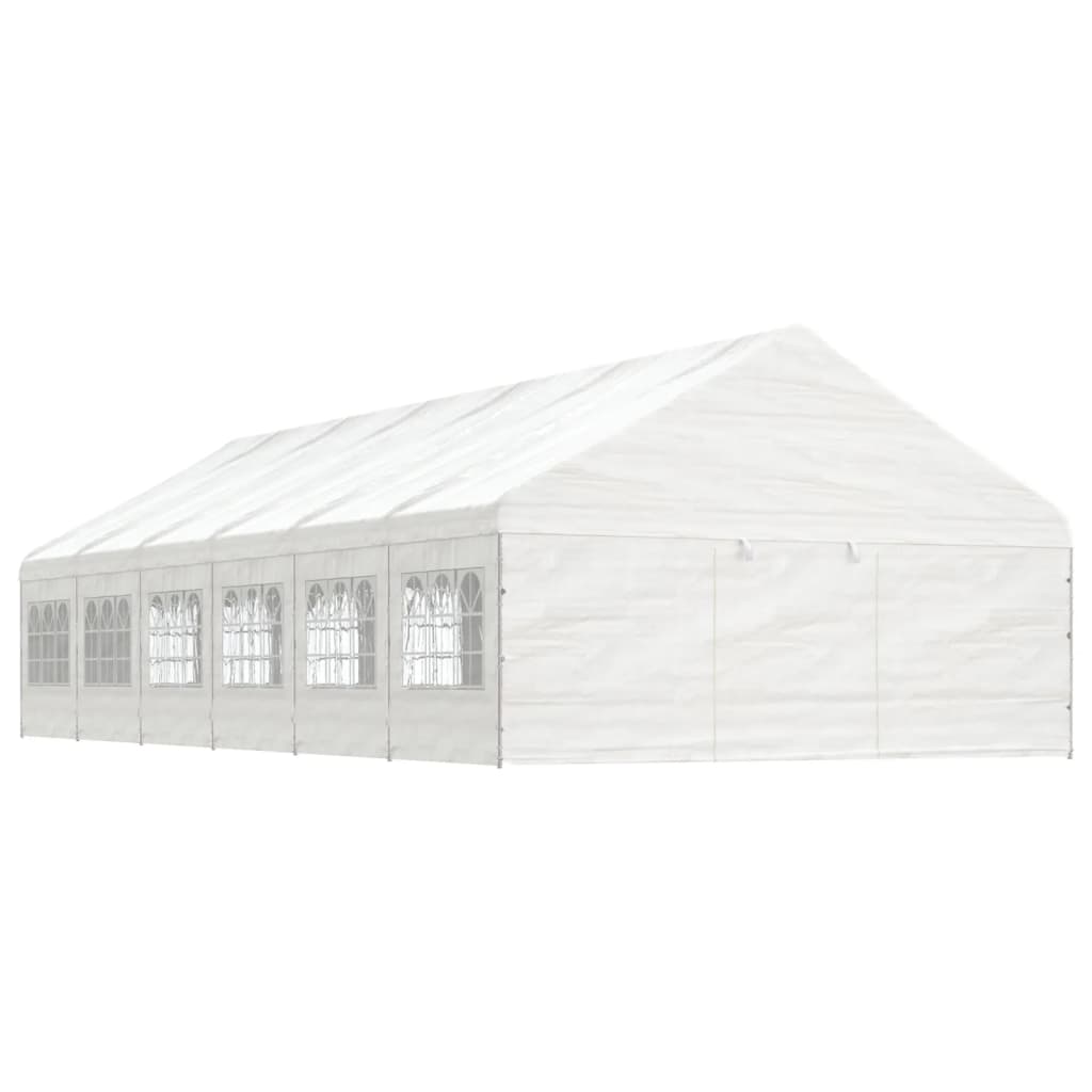 Gazebo com telhado 13,38x5,88x3,75 m polietileno branco