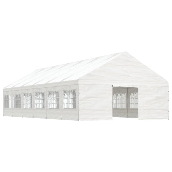 Gazebo com telhado 13,38x5,88x3,75 m polietileno branco