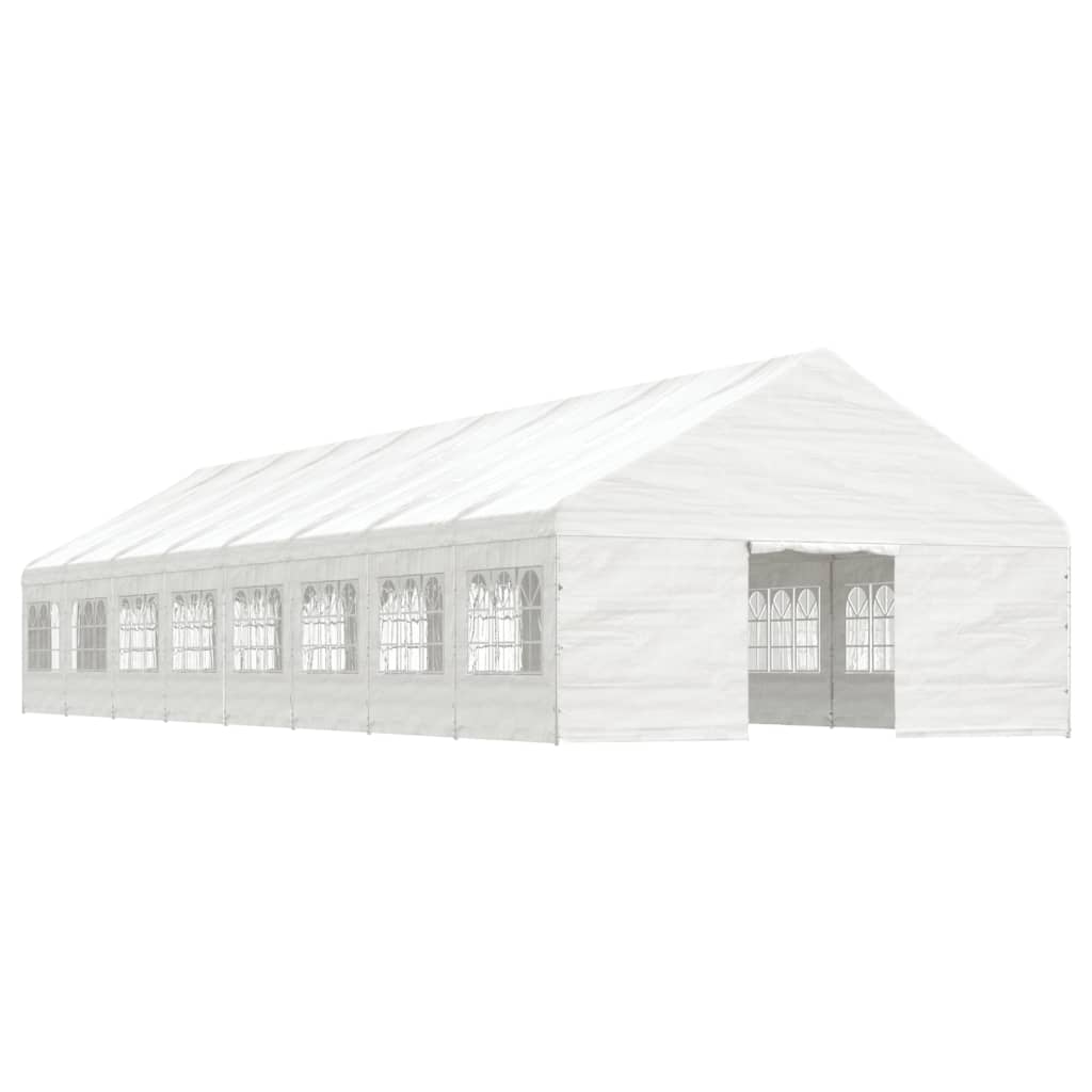 Gazebo com telhado 17,84x5,88x3,75 m polietileno branco