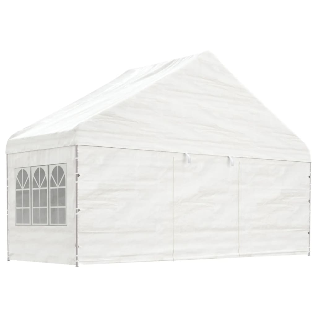 Gazebo com telhado 17,84x5,88x3,75 m polietileno branco