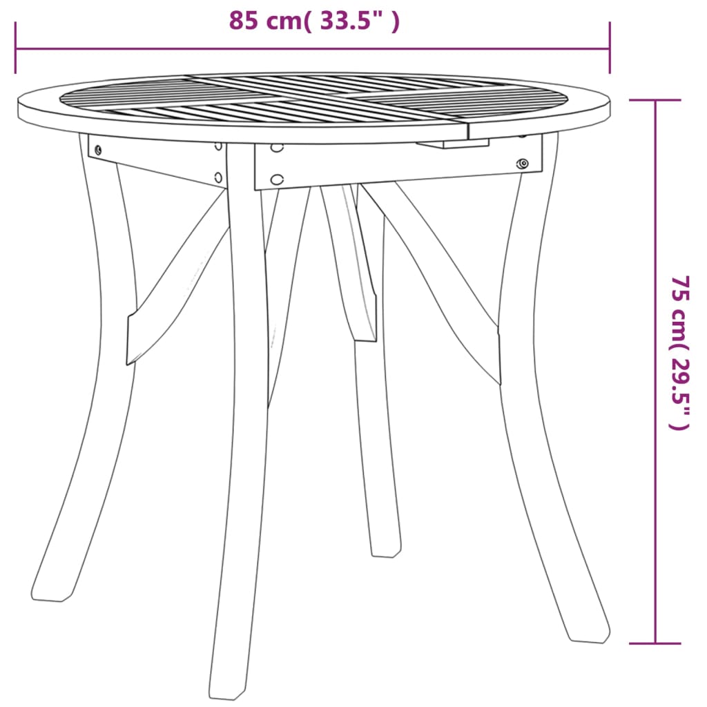 Mesa de jardim Ø 85 cm madeira de acácia maciça