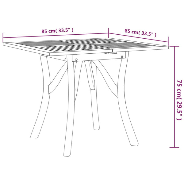 Mesa de jardim 85x85x75 cm madeira de acácia maciça