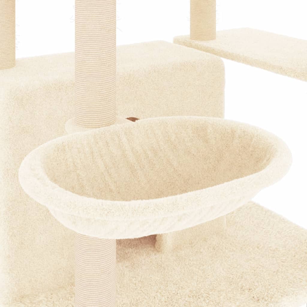 Árvore para gatos c/ postes arranhadores sisal 166 cm cor creme