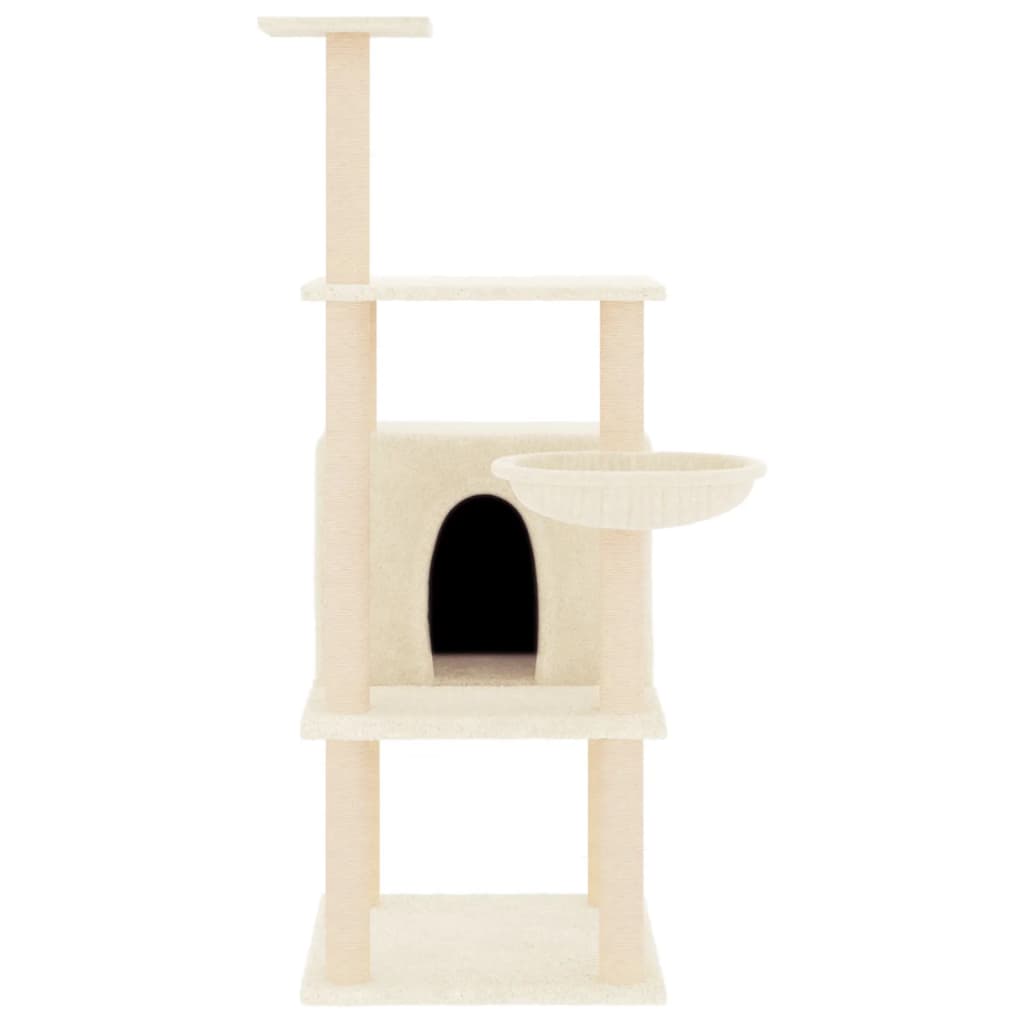 Árvore p/ gatos c/ postes arranhadores sisal 132 cm cor creme