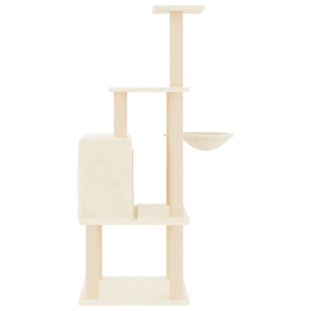 Árvore p/ gatos c/ postes arranhadores sisal 132 cm cor creme