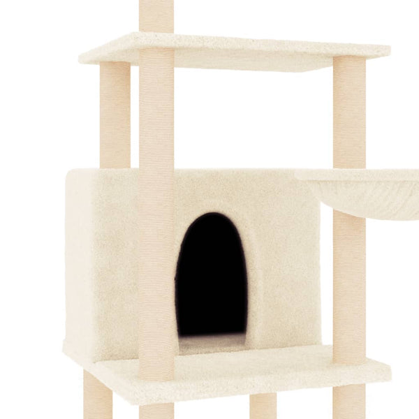 Árvore p/ gatos c/ postes arranhadores sisal 132 cm cor creme