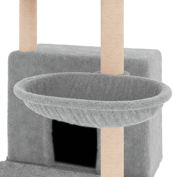 Árvore p/ gatos c/ postes arranhadores sisal 132 cm cinza-claro