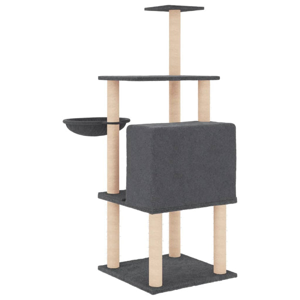 Árvore p/ gatos c/ postes arranhadores sisal 132cm cinza-escuro