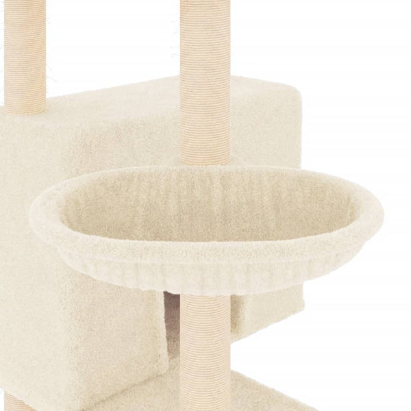 Árvore para gatos c/ postes arranhadores sisal 143 cm cor creme