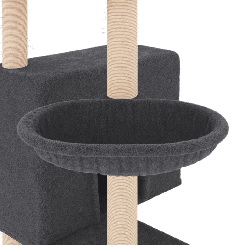 Árvore p/ gatos c/ postes arranhadores sisal 143cm cinza-escuro