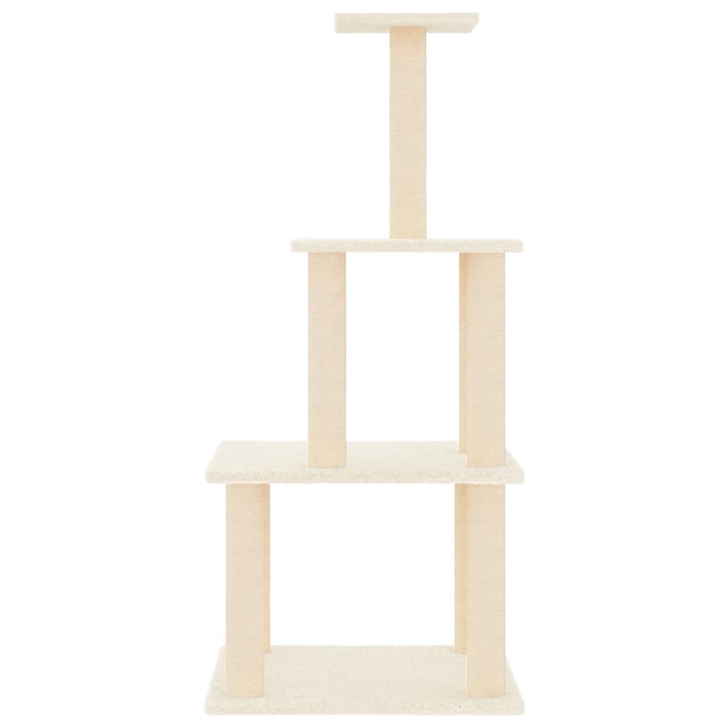 Árvore p/ gatos c/ postes arranhadores sisal 111 cm cor creme