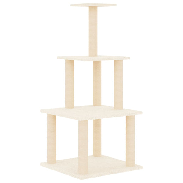 Árvore p/ gatos c/ postes arranhadores sisal 111 cm cor creme