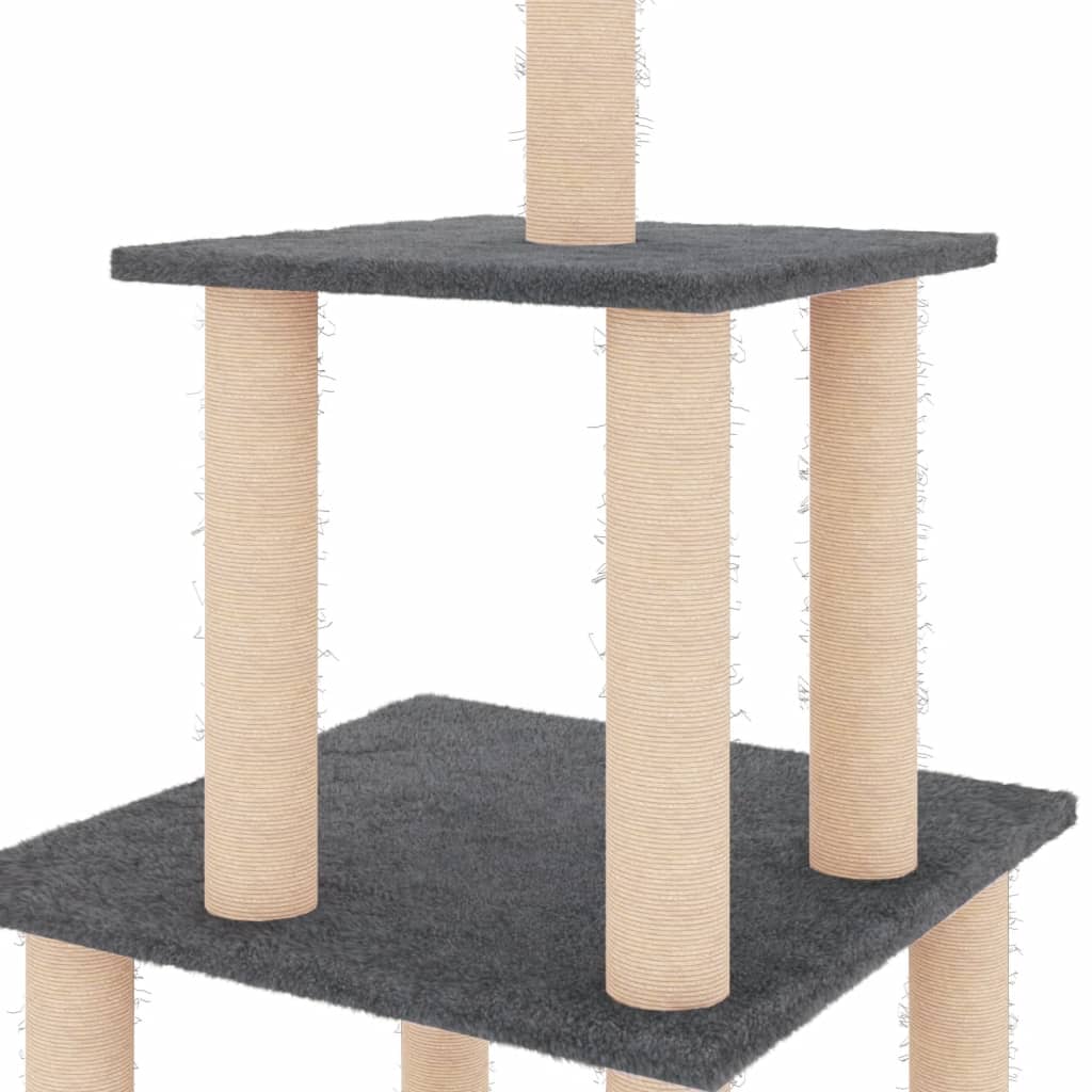 Árvore p/ gatos c/ postes arranhadores sisal 111cm cinza-escuro