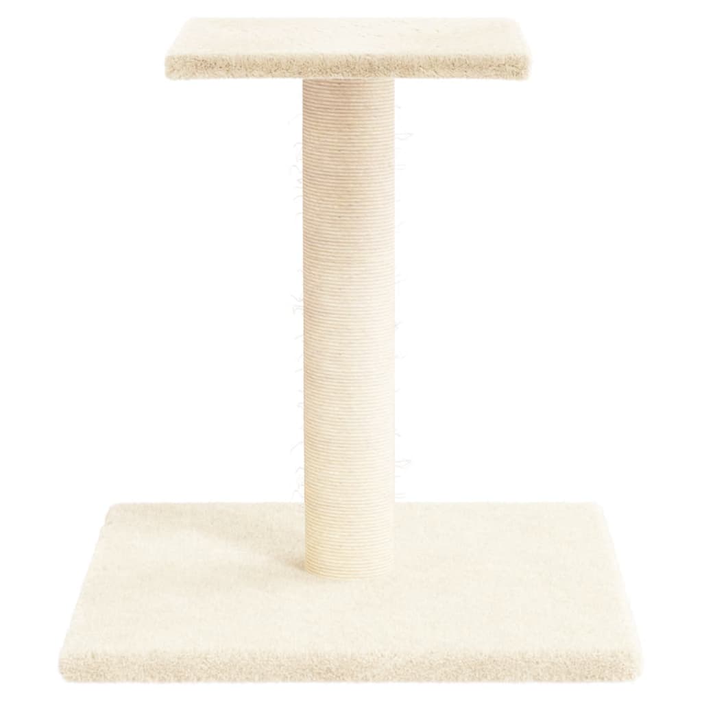 Poste arranhador para gatos com plataforma 38 cm cor creme