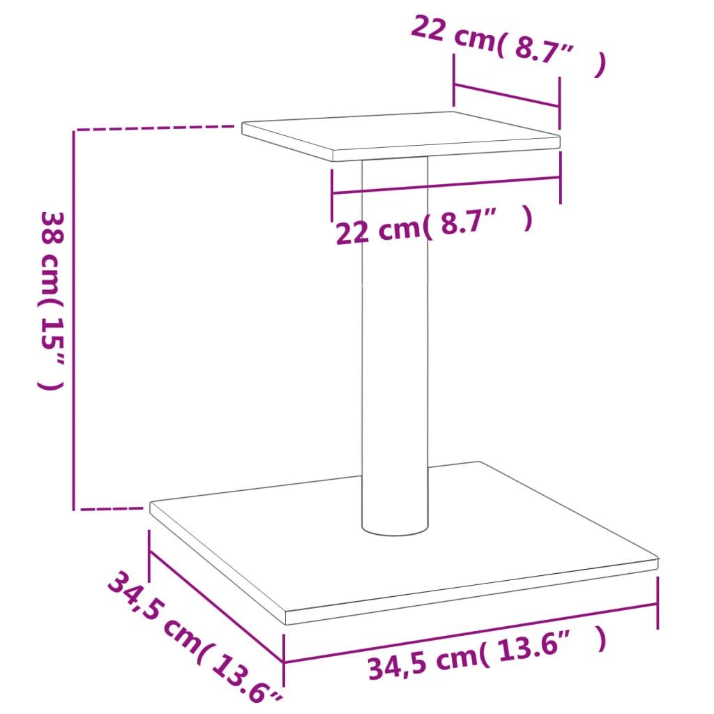Poste arranhador para gatos com plataforma 38 cm cinzento-claro