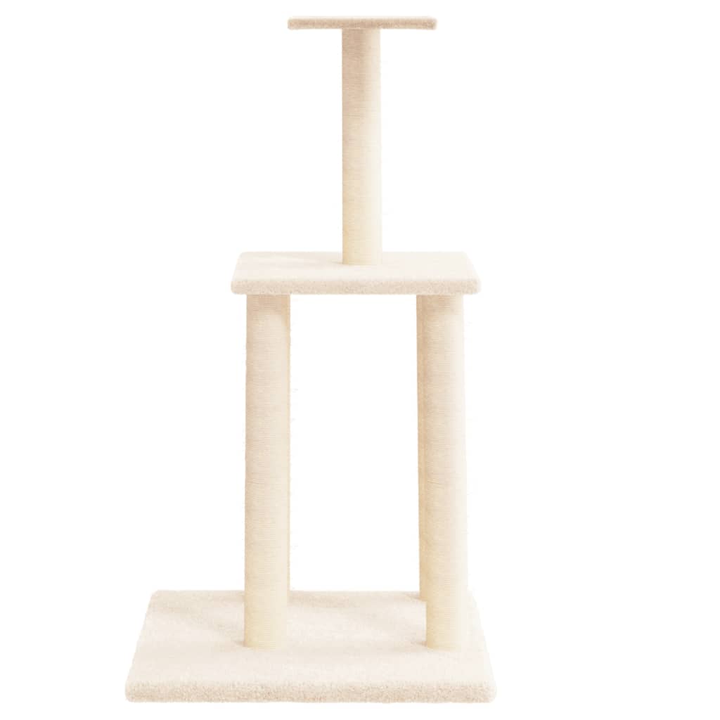 Árvore para gatos c/ postes arranhadores sisal 85,5 cm creme