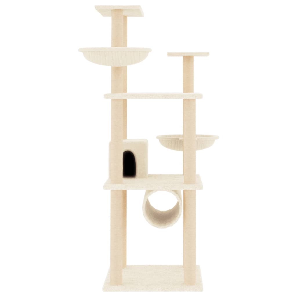 Árvore para gatos c/ postes arranhadores sisal 141 cm cor creme