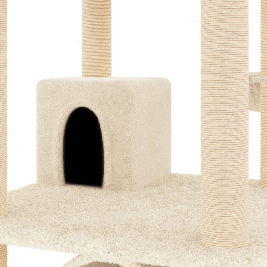 Árvore para gatos c/ postes arranhadores sisal 141 cm cor creme