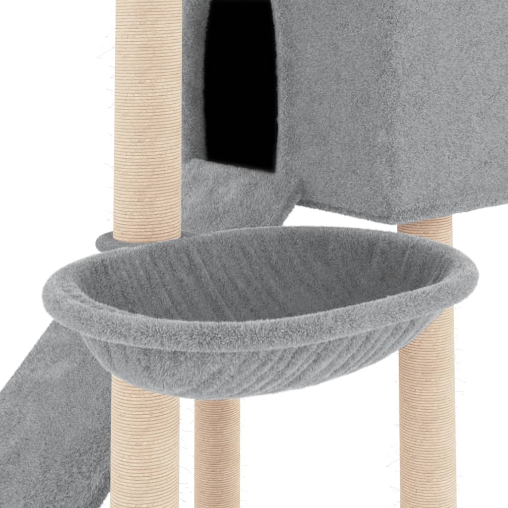 Árvore p/ gatos c/ postes arranhadores sisal 153 cm cinza-claro