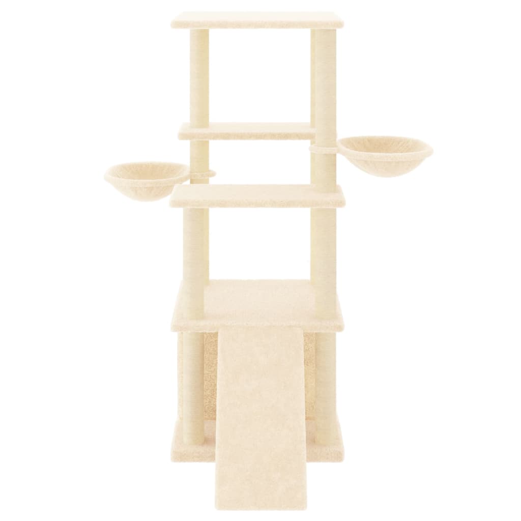 Árvore para gatos c/ postes arranhadores sisal 133 cm cor creme