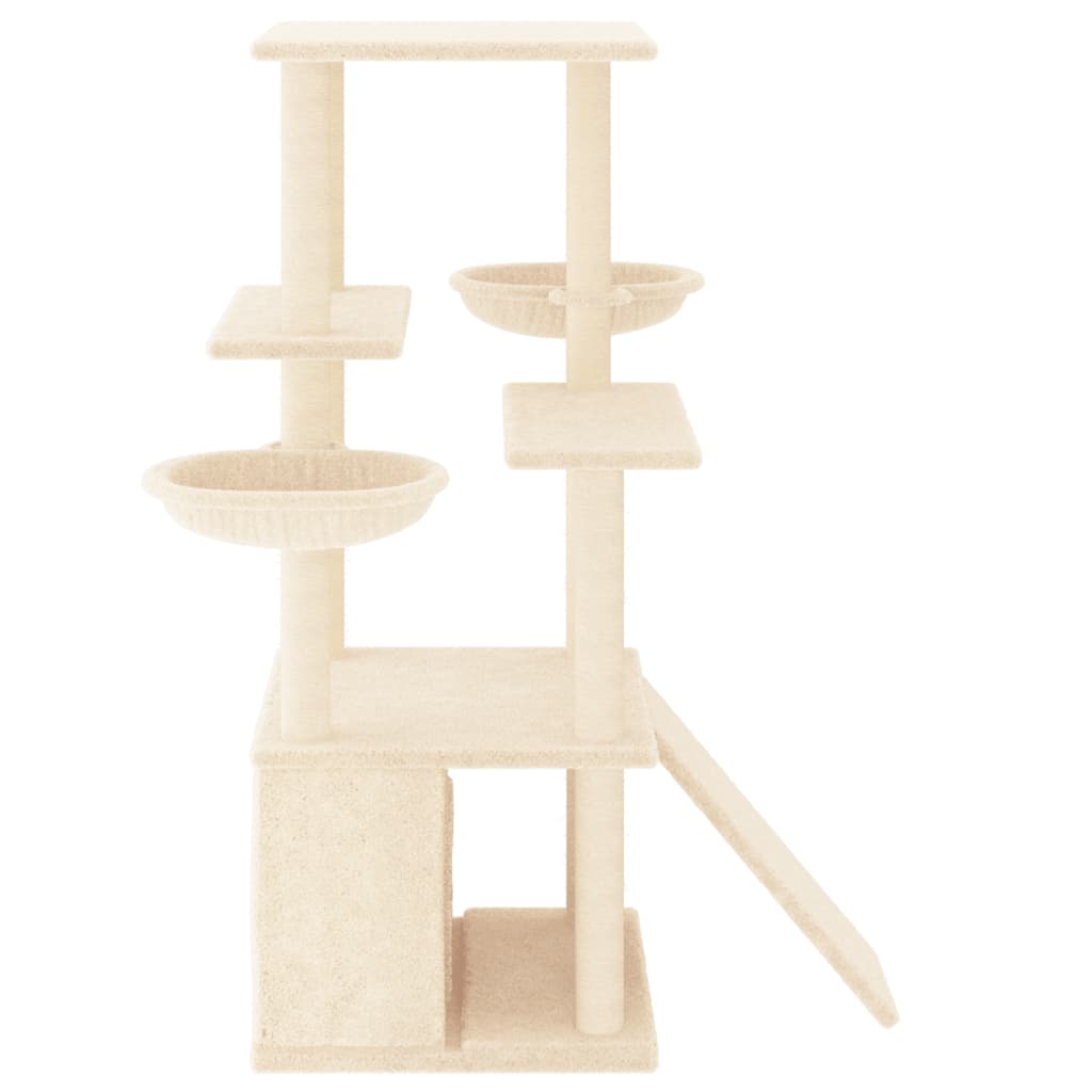 Árvore para gatos c/ postes arranhadores sisal 133 cm cor creme