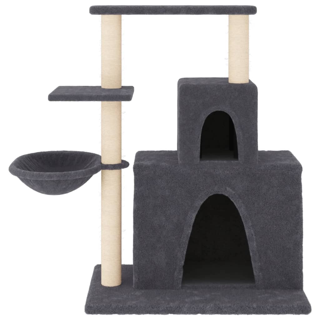 Árvore p/ gatos c/ postes arranhadores sisal 83 cm cinza-escuro