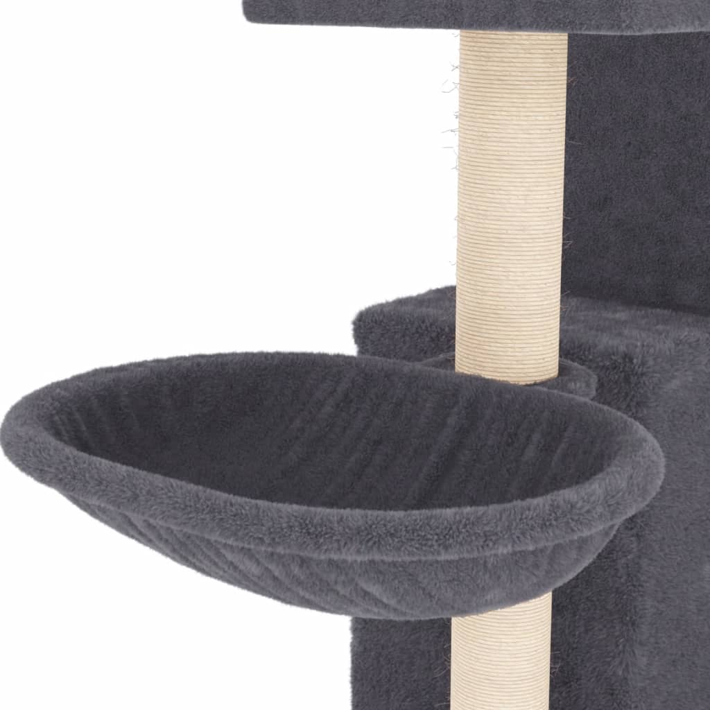 Árvore p/ gatos c/ postes arranhadores sisal 83 cm cinza-escuro