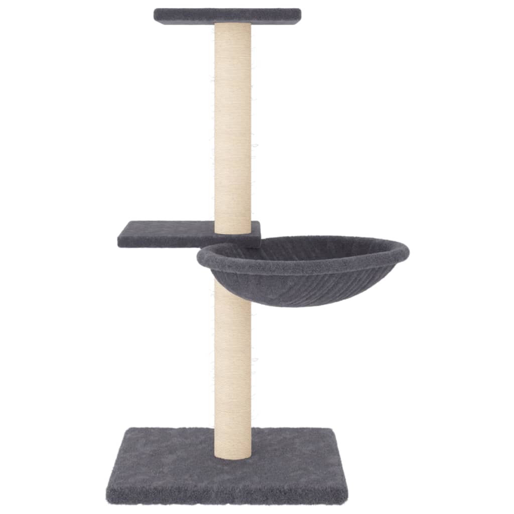 Árvore p/ gatos c/ postes arranhadores sisal 72 cm cinza-escuro