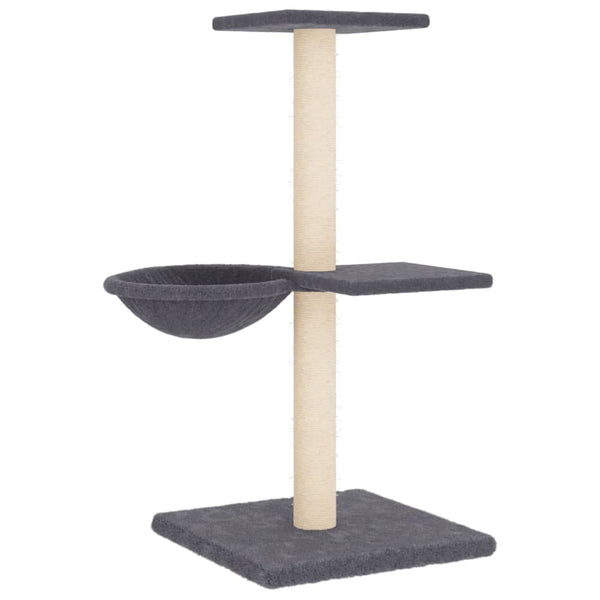 Árvore p/ gatos c/ postes arranhadores sisal 72 cm cinza-escuro