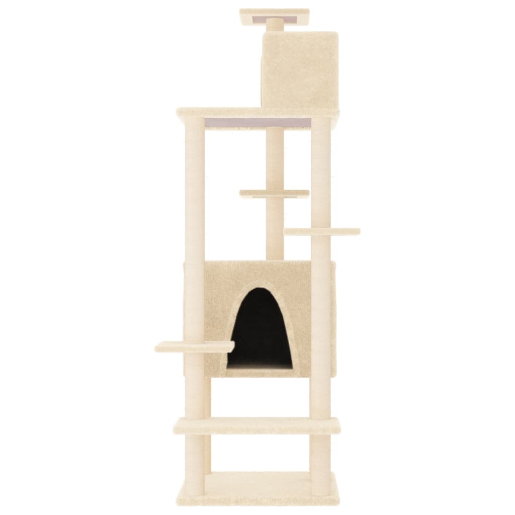 Árvore para gatos c/ postes arranhadores sisal 154 cm cor creme