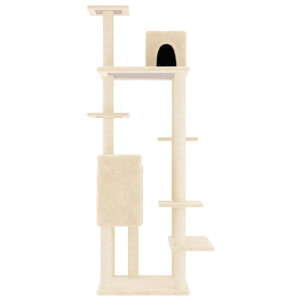 Árvore para gatos c/ postes arranhadores sisal 154 cm cor creme