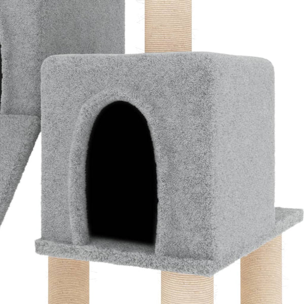 Árvore p/ gatos c/ postes arranhadores sisal 82 cm cinza-claro