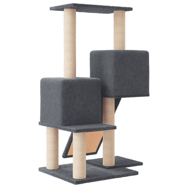 Árvore p/ gatos c/ postes arranhadores sisal 82 cm cinza-escuro