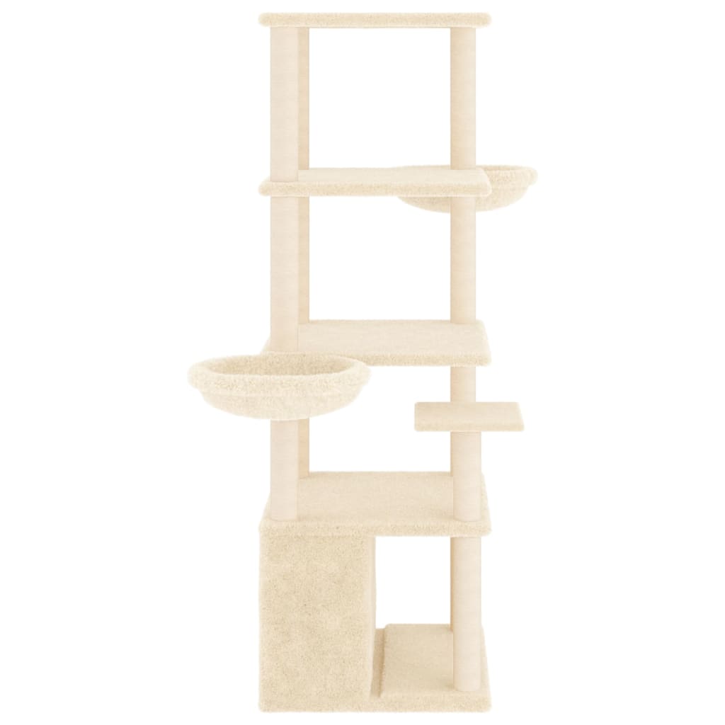 Árvore para gatos c/ postes arranhadores sisal 147 cm cor creme