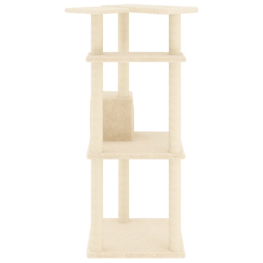 Árvore para gatos c/ postes arranhadores sisal 123 cm cor creme