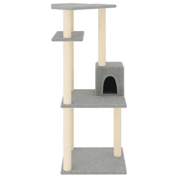 Árvore p/ gatos c/ postes arranhadores sisal 123 cm cinza-claro